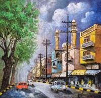Anwer Sheikh, 18 x 18 Inch, Acrylic on Canvas, Cityscape Painting, AC-ANS-071